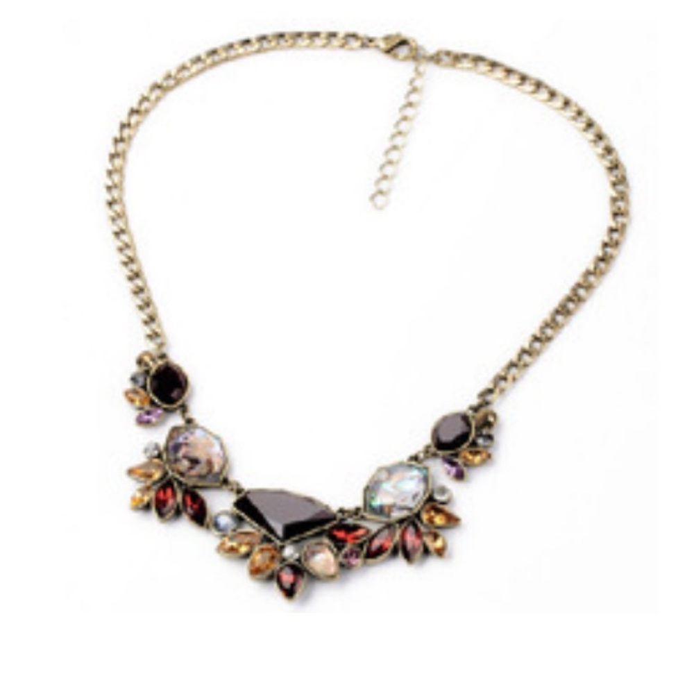 Burgundy & Gold Stone Statement Necklace